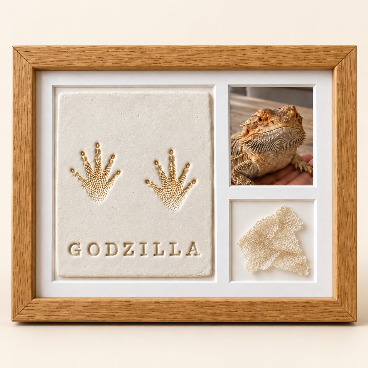 Reptile footprint clay keepsake frame